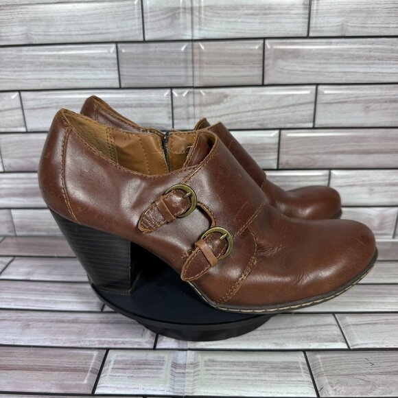 Born On Concept B.O.C. Women's Brown Leather Lucille Boots Shoe Size 7 - Picture 1 of 8